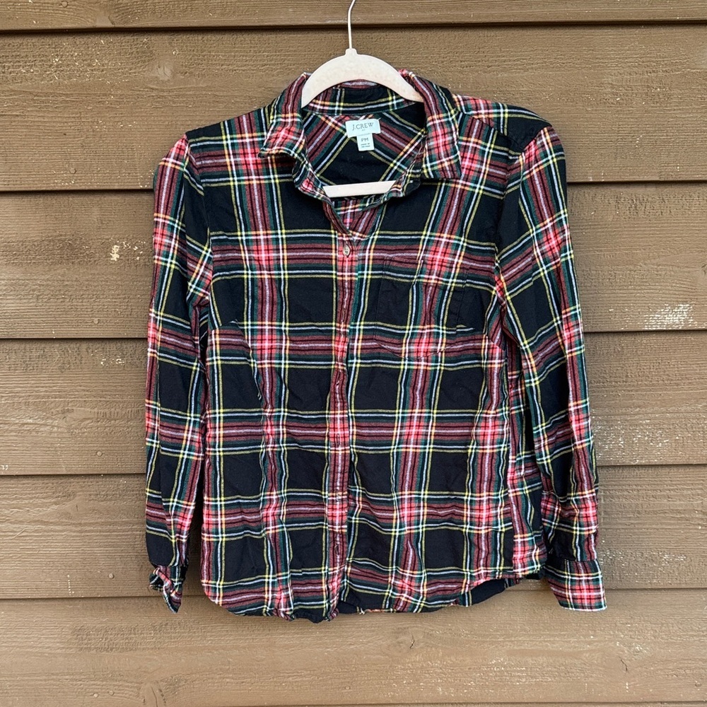 J. Crew Colorful Soft Plaid Shirt size PM